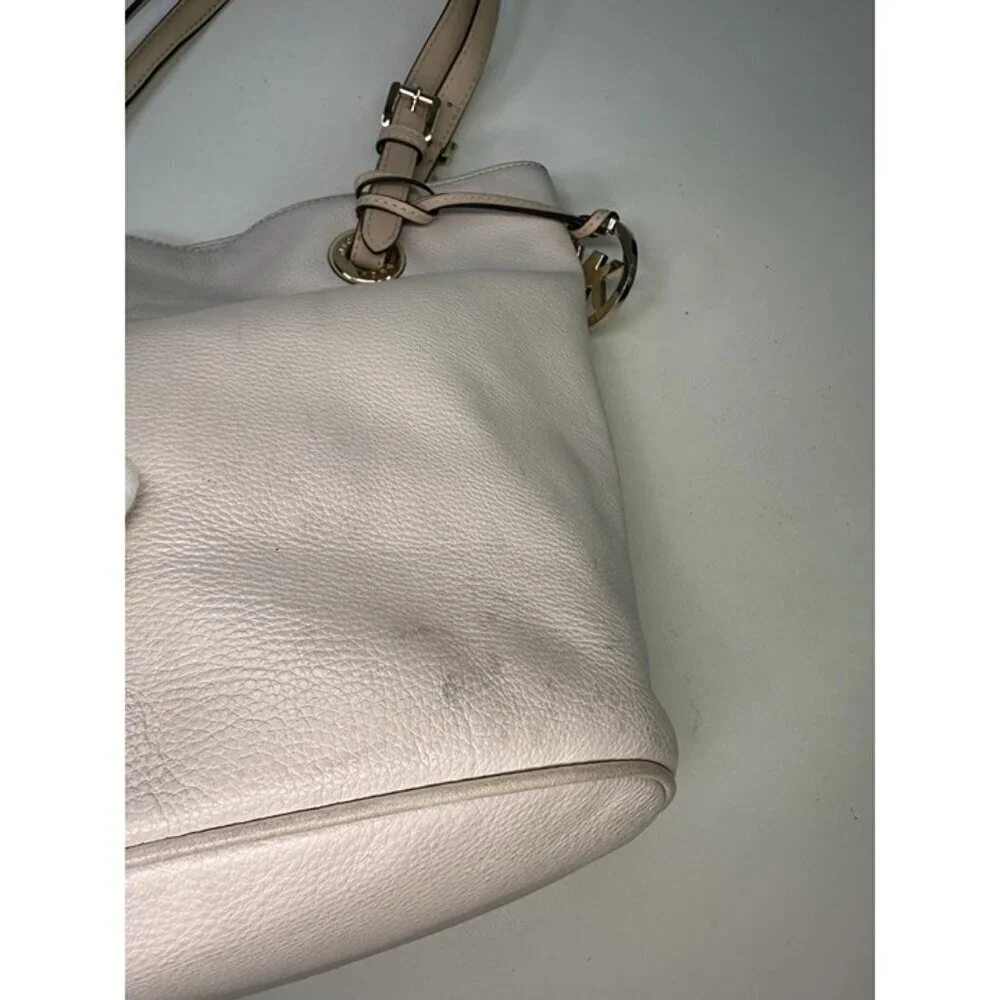 Michael Kors White Pebbled Leather Tote Hand Bag